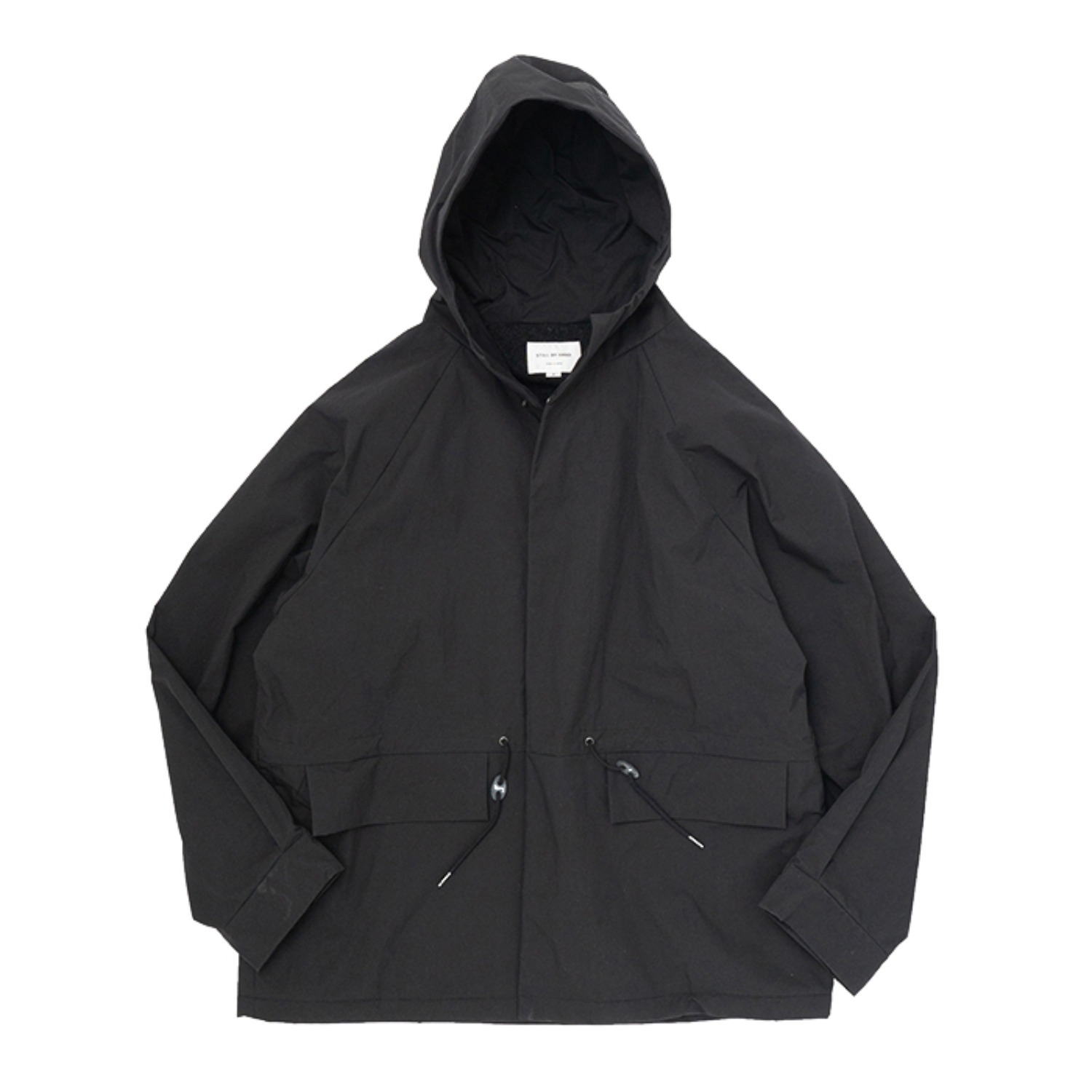hooded half coat black