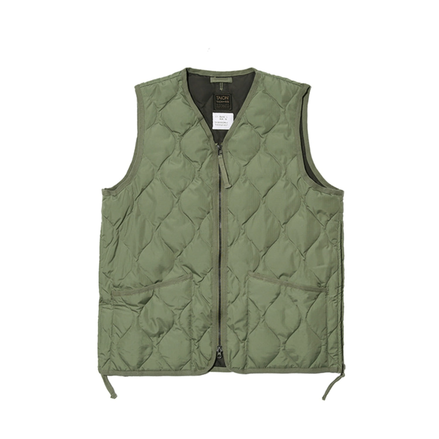 military zip v neck down vest sage green